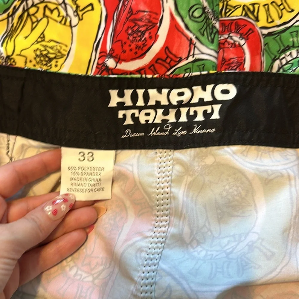 Hinano Tahiti Colorful Caribbean Surf Board Shorts Swim Trunks Size 33